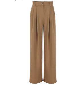 High Waist Wide Leg <b>Pants</b> Pleated Solid Color Crepe Fabric Minimalist Style Full Length Women's Trousers Spring Season - Product Image 5