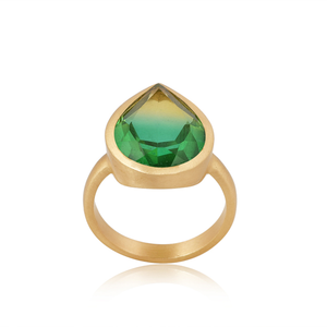 Bio Chrome Diopside Doublet Quartz Gemstone Ring Yellow Gold Plated Fashion Ring Wholesale Brass Ring Jewelry Manufacturer - Product Image 4