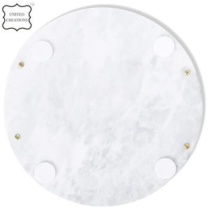 Bandeja de almacenamiento de joyas de mármol redonda sostenible con mango de metal dorado Bandeja de servicio en forma de círculo - Product Image 2