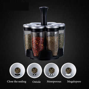 Recipientes Cuadrados de Vidrio para Especias con Tapas Mezcladoras Diseñados para una Fácil Dispensación y Almacenamiento Organizado de Condimentos y Hierbas - Product Image 4