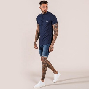 2024 Logo personnalisé imprimé T-Shirt homme 100% coton à manches courtes bouton avant style avec col vierge - Product Image 2