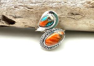 Anillo de piedras preciosas turquesa de Plata de Ley 925 clásico hecho a mano, chapado en oro, estilo bohemio y moderno, regalo de fiesta para mujer - Product Image 5