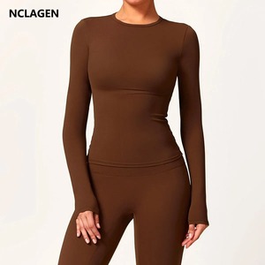 Traje de Yoga de manga larga con patrón sólido para mujer, abrigo de secado rápido con cremallera, camisetas deportivas para entrenamiento, ropa de gimnasio transpirable para correr - Product Image 2