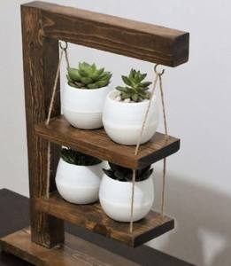 Étagère murale en bois style chic vintage à 2 niveaux pour salle de bain, bureau à domicile, hôtel, salon, centre commercial, style rustique - Product Image 1