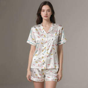 Luxury Silk <b>Satin</b> Pajamas for Adults Breathable ODM Customizable Spring Autumn Summer Sleepwear - Product Image 3