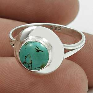 Good Looking Round Cut Turquoise Gemstone <b>Ring</b> n 925 Solid Sterling <b>Silver</b> Bezel Set <b>Ring</b> Beautiful Boho Jewelry For <b>Men</b> & Women - Product Image 2