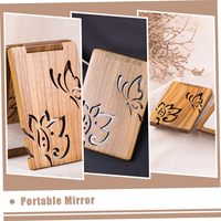 Miroir de courtoisie pliable en bois, 1 pièce, miroir cosmétique sculpté, miroir compact vintage