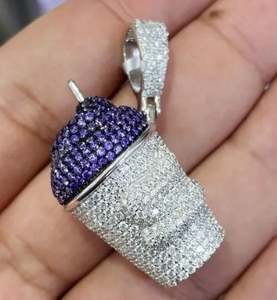 จี้แก้วเพชรโมอิสสีเงินสเตอร์ลิง925สามารถปรับแต่งได้เครื่องประดับฮิปฮอปของแร็ปเปอร์สำหรับผู้ชายและผู้หญิงจี้เสน่ห์ - Product Image 2