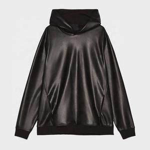 Sweat à Capuche en Faux Cuir Surdimensionné pour Hommes, Manches Longues, Poche Kangourou, Personnalisé, Grande Taille - Product Image 3