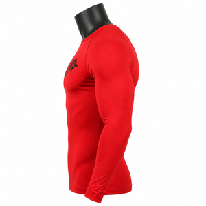 Men’s Red Compression Shirt <b>Long</b> <b>Sleeve</b> Gym Fitness Graphic Print Tight <b>Base</b> <b>Layer</b> Sportswear OEM Wholesale - Product Image 4