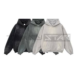 Drop Shoulder Plain Luxury Cropped 100% Cotton Personnalisable Autumn Hoodie Fashion Distressed Acid Washed Plus Size Men's - Product Image 6