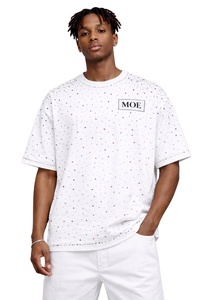 <b>Y2K</b> White Multicolor All Over Rhinestone Men's shirts Drip Oversized T Shirt Luxury Crystal Streetwear Hip Hop Summer Tee <b>Top</b> - Product Image 2