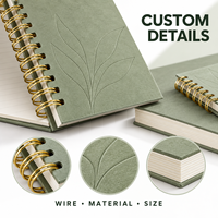 Cuaderno Espiral Botánico Personalizado LABON, Cubierta Texturizada, Logotipo en Relieve Dorado, Páginas en Blanco, Encuadernación con Alambre Dorado
