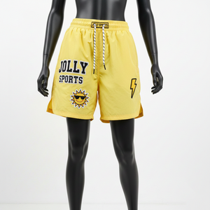 Shorts Deportivos Premium para Mujer, 200 GSM, Nailon y Elastano, Color Amarillo Brillante, Suaves, de Secado Rápido, con Logotipo Bordado Personalizado - Product Image 6