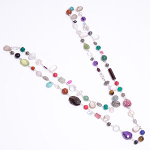 Collar de piedras preciosas mixtas de diseño clásico de Plata de Ley 925, regalo de joyería de lujo para mujeres para bodas - Product Image 1