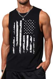 เสื้อกล้ามถักระบายอากาศลำลองสำหรับผู้ชายเสื้อโชว์กล้ามแขนกุดลายกราฟิกต้นมะพร้าวออกแบบให้รักชาติ - Product Image 3