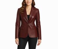 Jaket Blazer Kulit Premium Wanita dengan Kancing Tunggal