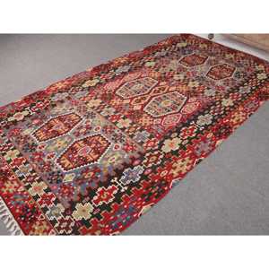 พรมขนาด 5.4x10.5 ฟุต, พรมตุรกีโบราณ, พรมลายดอกไม้สีแดงคิลิม - Product Image 2
