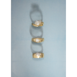 Carmen Stylish Stainless Steel <b>Silver</b> Dome <b>Ring</b> Pear Diamond Fashionable <b>Eternity</b> Bezel Setting Rose Gold Plated for Engagement - Product Image 5
