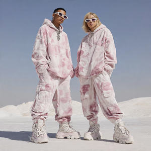 Ensemble de survêtement en velours à capuche et épaules tombantes imprimé pour femmes, pantalon de survêtement en velours surdimensionné, jogging d'hiver, taille plus - Product Image 4