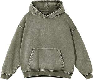 เสื้อมีฮู้ดผ้าฝ้ายสีทึบแนวย้อนยุคสี100% - Product Image 1