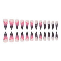 24 pièces vente en gros en usine longue Stiletto presse sur ongles en acrylique avec lime à ongles Logo personnalisé taille courte faux Type modèle de pointe d'ongle