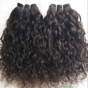 Extensiones de cabello humano indio alineado con cutícula Virgen sin procesar 100%, cinta preunida, rizo italiano de onda suelta, indio Natural - Product Image 1