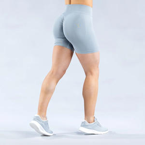 Shorts de yoga sans couture pour femme, avec logo personnalisé, effet froncé, pour le sport et le fitness, qui amplifie le contour des fesses - Product Image 3