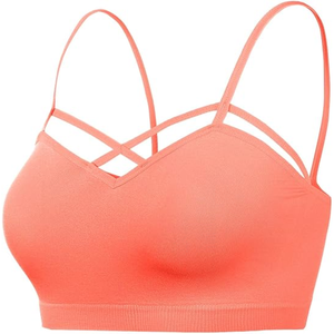 Sujetador deportivo de estilo cruzado de pecho bajo para mujer de calidad profesional, Top corto para gimnasio, forro de Spandex acolchado para correr, lavado frontal - Product Image 3