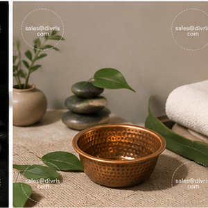 Bol à manucure artisanal en cuivre fini, forme ronde, pour les fournitures d'art des ongles, usage domestique ou en salon - Product Image 4