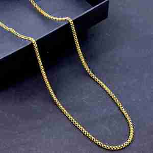 Collar de Cadena de Caja Chapado en Oro Micro de 14K, 18K y 24K al por Mayor, Diseño Moderno de Cadena de Oro, Collares de Moda, Cadena Estilo Caja. - Product Image 2