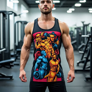 Gimnasio culturismo Impresión digital Respetuoso con el medio ambiente 100% Poliéster Tank Top Hombres Yoga Fitness Wear Sin mangas Verano Secado rápido - Product Image 6