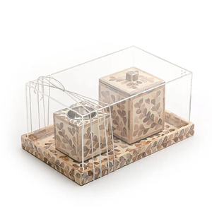 Lot de 2 plateaux de cuisine et de table faits à la main avec couvercle pour table à manger, plateau de service à dessert de la plus grande qualité - Product Image 4