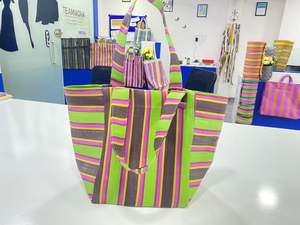 Sacs à provisions en toile plastique à rayures tissée PP en nylon recyclé Sacs à provisions écologiques réutilisables personnalisés Vente en gros Inde - Product Image 5