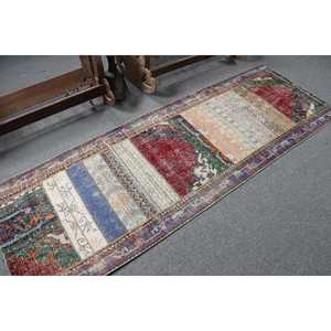 Tapis de couloir vintage 2,7 x 7,7 pieds, tapis bleu turc uni - Product Image 2