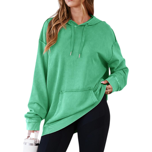 เสื้อสเวตเตอร์มีฮู้ดสไตล์วินเทจของผู้หญิงที่มีเชือกผูก-รูปทรงผ่อนคลายที่ทันสมัยเหมาะสำหรับการออกนอกบ้านแบบลำลองสวมใส่สบายอย่างมีสไตล์ - Product Image 4