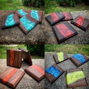 OPTIMISATION Sous-verres en résine de noyer pour la décoration intérieure Sous-verres en résine époxy en bois Sous-verre personnalisé de luxe pour boisson - Product Image 3