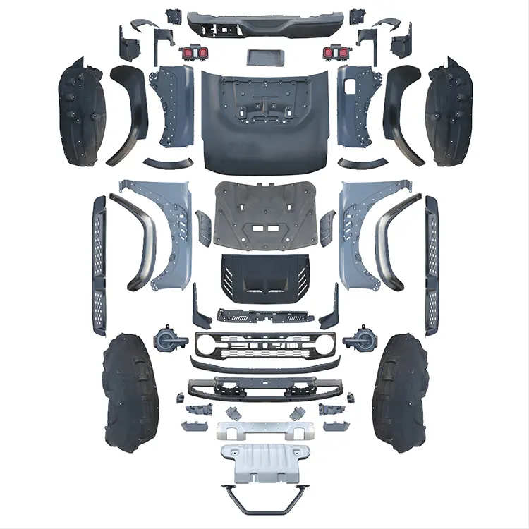 مجموعة هيكل السيارة من الفولاذ والألومنيوم ABS لمصابيح الخلفية والصدمات وموزعات خلفية لرفرف السيارة ورافعات فورد برونكو 2021