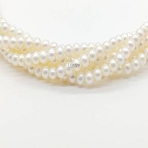 Belle brillance 4 MM lisse Rondelle perles de perles d'eau douce 100% perles de pierre unie blanche naturelle 5 pouces bijoux personnalisés pour - Product Image 1
