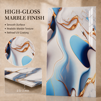 Panel Decorativo de Pared de PVC con Patrón Dorado, Lámina de Mármol UV Rosa Blanco MORLENX