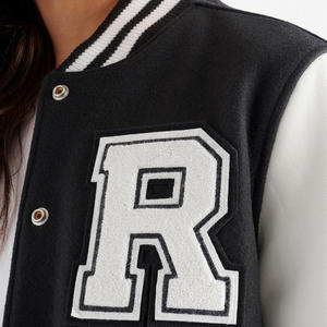 Veste de baseball universitaire personnalisée avec support veste Letterman noire en laine blanche en cuir PU avec broderie en chenille logos veste d'hiver décontractée - Product Image 6