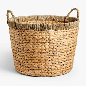 Eco Friendly Water <b>Hyacinth</b> <b>Basket</b> For Laundry Storage With Strong Handles And Rustic Home Decor Appeal - Product Image 1