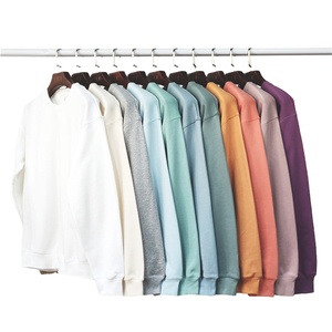 330gsm 100% algodón 12 colores Unisex hombres mujeres cuello redondo OEM personalizar sólido Casual hombres sudadera pulóver sudaderas con capucha - Product Image 5