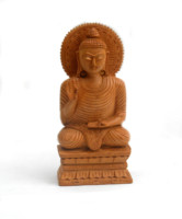 Vente chaude d'usine, figurine de Bouddha en teck naturel artisanal indien, sculpture religieuse gravée, décoration d'intérieur, cadeau du Seigneur Gautam Bouddha