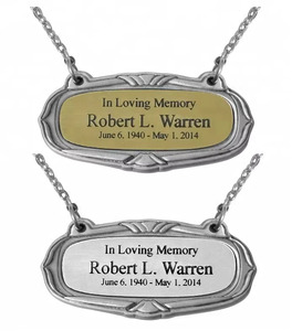 Memorial Gallery personalizado grabable contorneado chapado en oro Colgante placa de latón con cadena urna cremación mejor calidad - Product Image 2