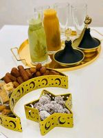 Uitstekende Kwaliteit Nieuwe Aankomst Hoge Kwaliteit Metalen Islamitische Kom Vorm Ramadan Gebruik Eid Mubarak Dessert Display Trays Voor Ramadan Party
