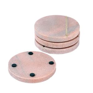 Ensemble de sous-verres en marbre de pierre rose personnalisés tapis de tasse en céramique classique pour table de cuisine avec support en liège - Product Image 3