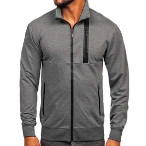 Vente en gros Pull gris réversible Veste coupe-vent à fermeture éclair pour hommes Large 100% coton Techniques brodées en relief Hiver - Product Image 4