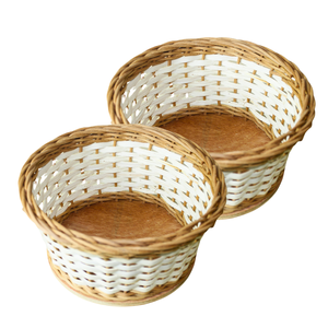 Panier de rangement pour pain en rotin artisanal vietnamien panier en osier avec base en bois pour l'organisation de la cuisine - Product Image 1