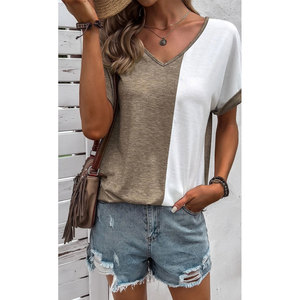 Camiseta lisa de algodón personalizada OEM al por mayor moda de verano elegante con media manga holgada y estampado en color sólido - Product Image 1